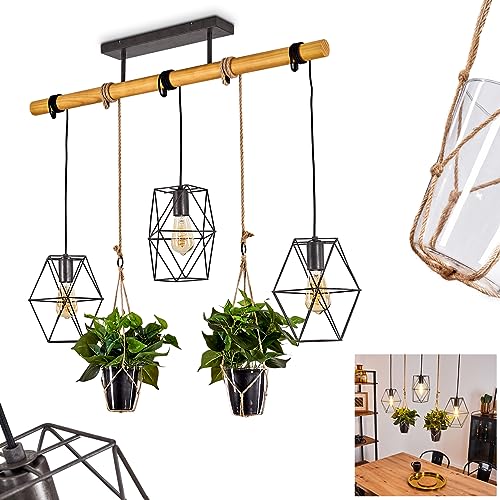 Pendelleuchte Taheramo, Pendellampe aus Metall schwarz und naturfarbenen Kordel, Boho Style Zimmerlampe mit Glastopf für Blumen, 3 x E27, Höhe max. 149 cm,ohne Leuchtmittel Pendelleuchte Taheramo, Pendellampe aus Metall schwarz und naturfarbenen Kordel, Boho Style Zimmerlampe mit Glastopf für Blumen, 3 x E27, Höhe max. 149 cm,ohne Leuchtmittel von HOFSTEIN