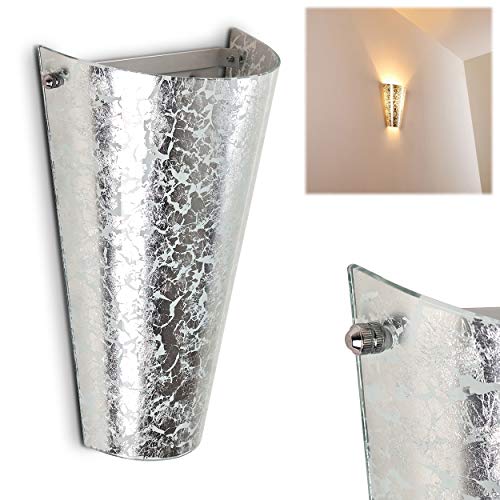 HOFSTEIN Wandlampe Zera aus Metall/Glas in Silber, moderne Wandleuchte mit Up & Down-Effekt, 1 x E27, Innenwandleuchte mit Lichteffekt, ohne Leuchtmittel von HOFSTEIN