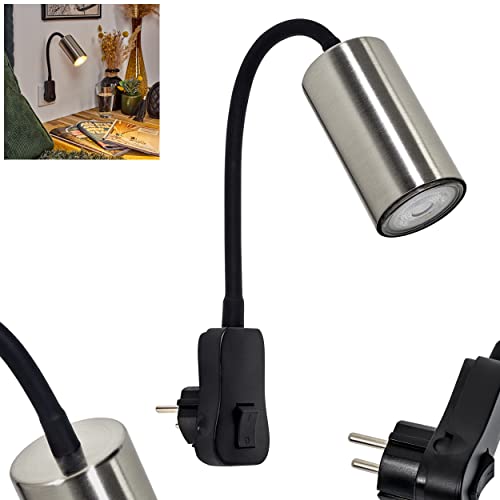 Steckdosenleuchte Javel, moderne Wandlampe aus Metall in Schwarz/Anthrazit, Wandspot 1-flammig im Modernen Design, mit verstellbarem Lesearm und An-/Ausschalter, 1 x GU10 max. 25 Watt von HOFSTEIN