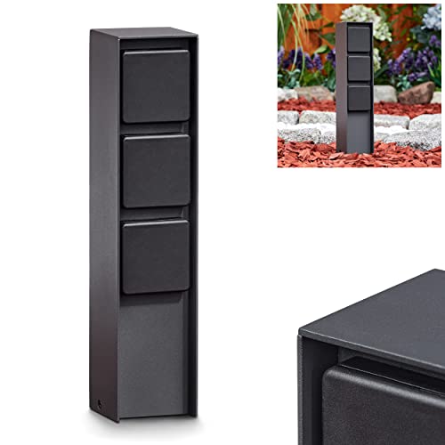 Steckdosensäule Reigolil, Steckdose mit Leuchte aus Metall/Kunststoff in Anthrazit/Schwarz, Steckdose mit 3 Anschlüssen, 3 x max. 3680 Watt, 230 V von HOFSTEIN