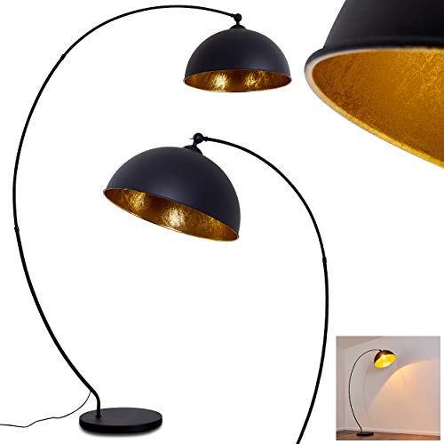 Stehlampe Miranda, Vintage Stehleuchte aus Metall in Schwarz/Gold, 1 x E27-Fassung, Leuchte im Retro-Design m. Fußschalter am Kabel in Blattgold-Optik, ohne Leuchtmittel von HOFSTEIN