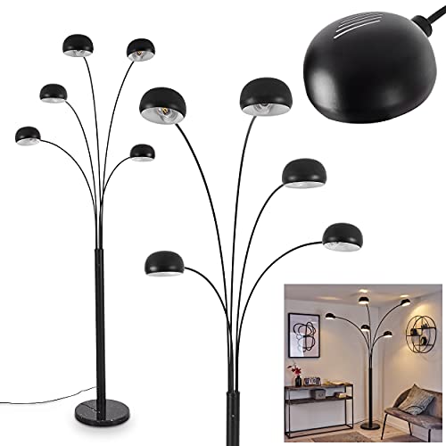 Stehleuchte Nikkala, Bodenlampe aus Metall und Marmor in Schwarz/Weiß, modernes Design, Standlampe 5-flammig, 5 x E14, Leuchtenköpfe sind verstellbar, An- / Ausschalter am Gehäuse, ohne Leuchtmittel von HOFSTEIN