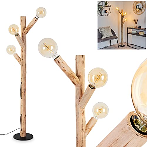 Stehleuchte Pozos, 3-flammige Bodenlampe aus Metall in Schwarz und Holz, Boho Style Standlampe mit Lichteffekt an der Wand, 3 x E27 max. 60 Watt, Fußschalter am Kabel Stehleuchte Pozos, 3-flammige Bodenlampe aus Metall in Schwarz und Holz, Boho Style Standlampe mit Lichteffekt an der Wand, 3 x E27 max. 60 Watt, Fußschalter am Kabel von HOFSTEIN