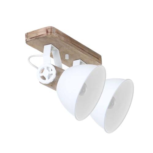 Deckenleuchte 2er Spot Steinhauer 7969W Wandlampe Vintage E27 Rustikal Holz Metall Strahler Braun Weiß von Steinhauer