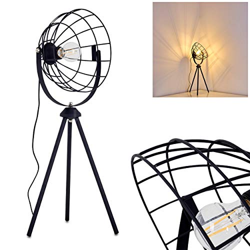 Tischleuchte Flambeau, Tischlampe aus Metall in Schwarz, 1-flammig, 1 x E27-Fassung, Leuchte im Retro/Vintage Design mit Lichteffekt und An-/Ausschalter am Kabel, ohne Leuchtmittel von HOFSTEIN