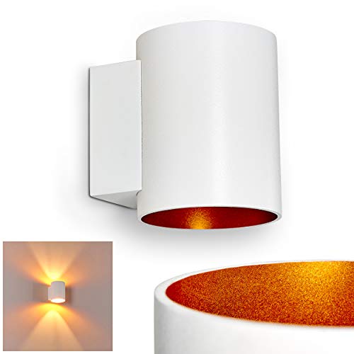 Wandlampe Letsbo aus Metall in Weiß/Gold, moderne Wandleuchte mit Lichteffekt, 1 x G9-Fassung, Innenwandleuchte mit Up & Down-Effekt, ohne Leuchtmittel von HOFSTEIN