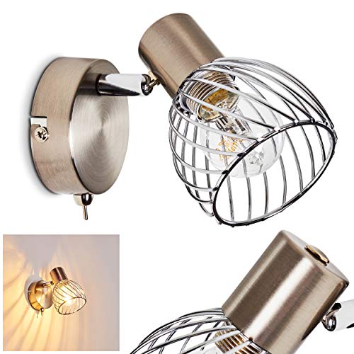 Wandlampe Parado, Wandleuchte aus Metall in Nickel-matt/Chrom, 1-flammig, verstellbarer Strahler, Leuchte in Gitter-Optik mit Lichteffekt u. An-/Ausschalter am Gehäuse, ohne Leuchtmittel Wandlampe Parado, Wandleuchte aus Metall in Nickel-matt/Chrom, 1-flammig, verstellbarer Strahler, Leuchte in Gitter-Optik mit Lichteffekt u. An-/Ausschalter am Gehäuse, ohne Leuchtmittel von HOFSTEIN