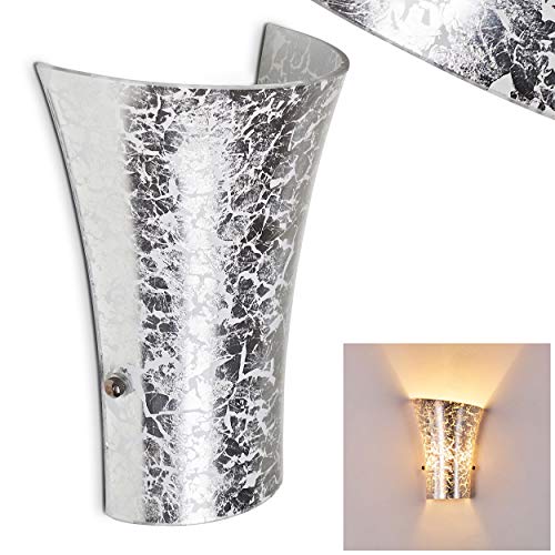 Wandlampe Terni aus Metall/Glas in Silber, moderne Wandleuchte mit Lichtspiel an der Wand, 1 x G9, Innenwandleuchte mit Lichteffekt, ohne Leuchtmittel von HOFSTEIN