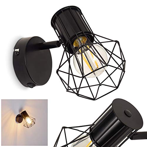 Wandleuchte Bardhaman, verstellbare Wandlampe aus Metall in Schwarz, 1-flammig, 1 x E27, Retro/Vintage Wandspot in Gitter-Optik mit An-/Ausschalter am Gehäuse, ohne Leuchtmittel Wandleuchte Bardhaman, verstellbare Wandlampe aus Metall in Schwarz, 1-flammig, 1 x E27, Retro/Vintage Wandspot in Gitter-Optik mit An-/Ausschalter am Gehäuse, ohne Leuchtmittel von HOFSTEIN