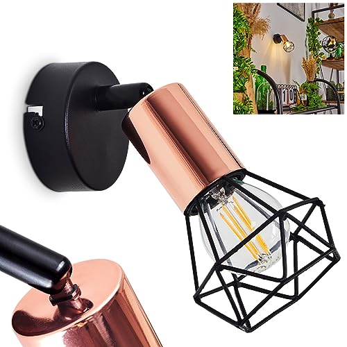 Wandleuchte Baripada, 1-flammige Zimmerlampe in Schwarz und Kupferfarben, Gitterschirm mit Lichteffekt, Spot ist dreh- und schwenkbar, 1 x E14, ohne Leuchtmittel Wandleuchte Baripada, 1-flammige Zimmerlampe in Schwarz und Kupferfarben, Gitterschirm mit Lichteffekt, Spot ist dreh- und schwenkbar, 1 x E14, ohne Leuchtmittel von HOFSTEIN