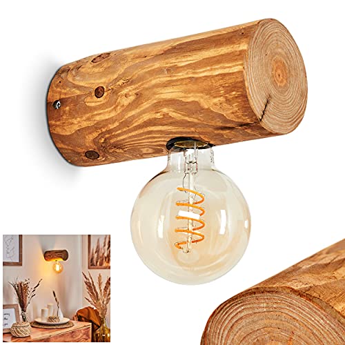 Wandleuchte Canedo, moderne Wandlampe aus Holz in Dunkelbraun im skandinavischen Design, 1-flammig, 1 x E27, Wandspot im Retro/Vintage Design m. Lichteffekt, ohne Leuchtmittel von HOFSTEIN