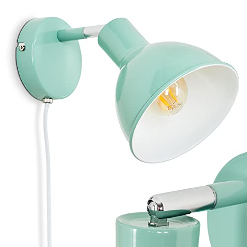 Wandleuchte Caney, Wandlampe aus Metall in Grün und Weiß, 1-flammig, mit verstellbarem Lampenschirm, 1 x E27, Retro-Design mit An- & Ausschalter am Kabel, ohne Leuchtmittel Wandleuchte Caney, Wandlampe aus Metall in Grün und Weiß, 1-flammig, mit verstellbarem Lampenschirm, 1 x E27, Retro-Design mit An- & Ausschalter am Kabel, ohne Leuchtmittel von HOFSTEIN