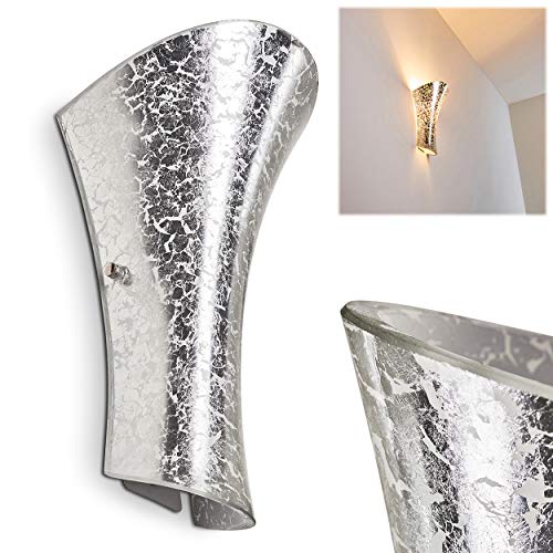 Wandleuchte Chieti, Wandlampe aus Glas in Silber, Wandspot 1-flammig mit Up&Down-Effekt, 1 x E14-Fassung, Wandstrahler mit Lichteffekt, ohne Leuchtmittel von HOFSTEIN