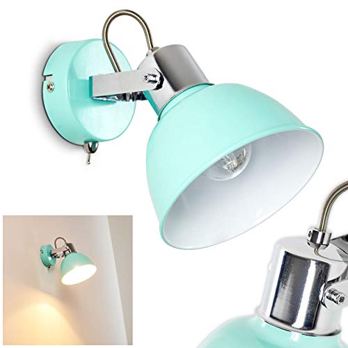 Wandleuchte Borik, verstellbare Wandlampe aus Metall in Mint/Weiß, 1-flammig, 1 x E14-Fassung, Wandspot im Retro/Vintage Design m. An-/Ausschalter am Gehäuse, ohne Leuchtmittel Wandleuchte Borik, verstellbare Wandlampe aus Metall in Mint/Weiß, 1-flammig, 1 x E14-Fassung, Wandspot im Retro/Vintage Design m. An-/Ausschalter am Gehäuse, ohne Leuchtmittel von HOFSTEIN
