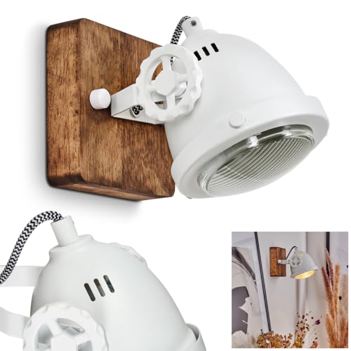 HOFSTEIN Wandleuchte Herford, Retro Wandlampe aus Metall/Holz in Natur/Weiß, verstellbare Leuchte mit Glasschirm, 1-flammig, 1 x GU10, ohne Leuchtmittel HOFSTEIN Wandleuchte Herford, Retro Wandlampe aus Metall/Holz in Natur/Weiß, verstellbare Leuchte mit Glasschirm, 1-flammig, 1 x GU10, ohne Leuchtmittel von HOFSTEIN