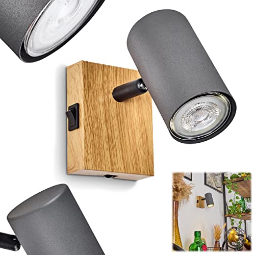 Wandleuchte Javel, moderne Wandlampe aus Metall in Holzoptik/Schwarz/Anthrazit, Wandspot m. verstellbaren Strahlern u. An-/Ausschalter am Gehäuse, 1-flammig, 1 x GU10, ohne Leuchtmittel Wandleuchte Javel, moderne Wandlampe aus Metall in Holzoptik/Schwarz/Anthrazit, Wandspot m. verstellbaren Strahlern u. An-/Ausschalter am Gehäuse, 1-flammig, 1 x GU10, ohne Leuchtmittel von HOFSTEIN
