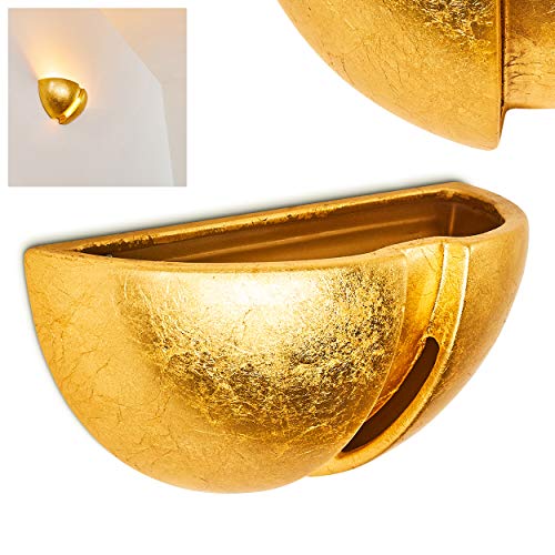 HOFSTEIN Wandlampe Kawasaki aus Keramik in Gold, Wandleuchte mit schönem Lichtkegel, 1 x E27-Fassung, Innenwandleuchte in Blattgold-Optik, ohne Leuchtmittel von HOFSTEIN