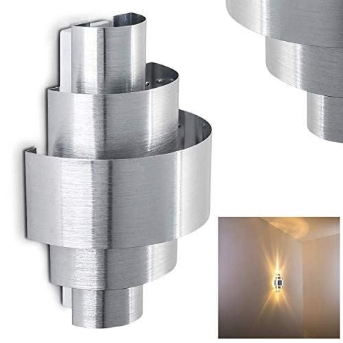 HOFSTEIN Wandlampe Lucillo aus Metall in Aluminium gebürstet, moderne Wandleuchte mit Up & Down-Effekt, 1 x E14, Innenwandleuchte mit Lichteffekt, ohne Leuchtmittel von HOFSTEIN