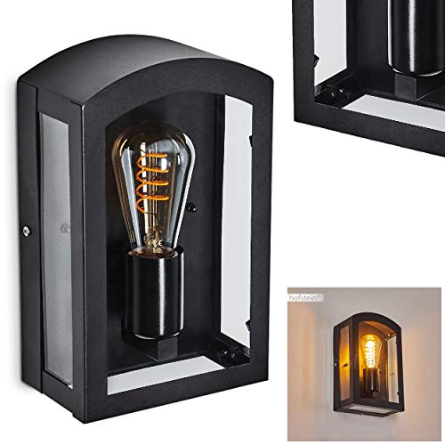 Wandleuchte Vapor, Wandlampe aus Glas/Metall in Schwarz/Klar, 1 x E27 Fassung, Höhe 27,5 cm, erzeugt ein Lichteffekt durch den Corpus an der Wand, IP20, ohne Leuchtmittel von HOFSTEIN