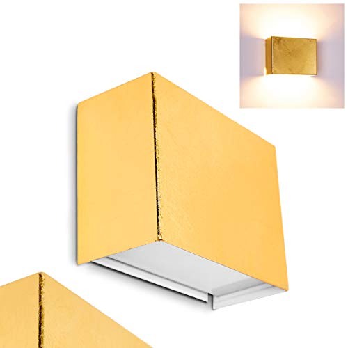 Wandleuchte Dorata, Wandlampe aus Metall/Glas in Gold, Wandspot 1-flammig, 1 x G9, Wandstrahler mit Lichteffekt, ohne Leuchtmittel von HOFSTEIN