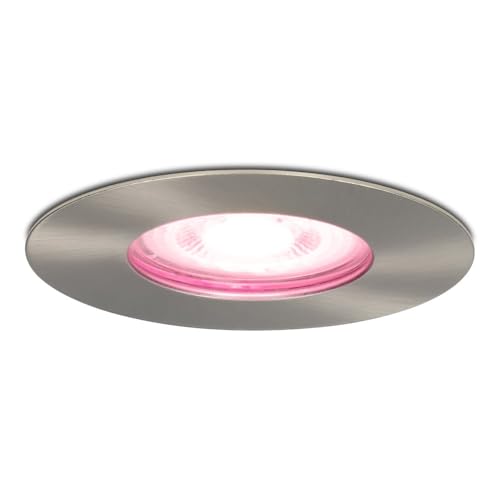 HOFTRONIC - 1er Bari Smart Home LED Einbaustrahler GU10 Edelstahl - RGBWW - WLAN + Bluetooth - IP65 Wasserdicht - LED Einbaustrahler für Badezimmer & Außen - Alexa, Google Home & Siri von HOFTRONIC