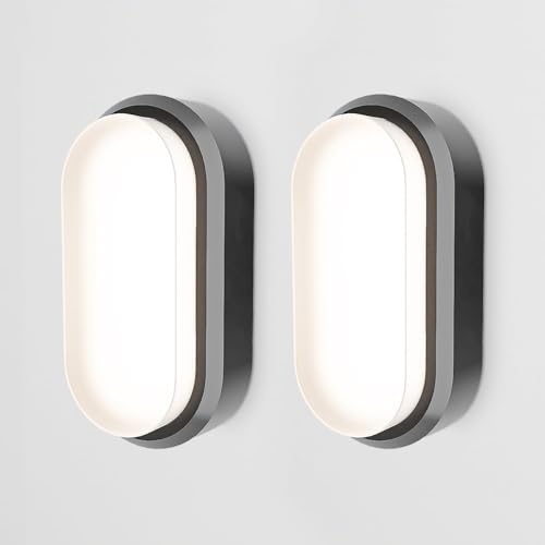 HOFTRONIC 2er Set - C-Series LED Kellerlampe Schwarz - 18W 1830lm Wandleuchte Oval - IP54 LED Feuchtraumleuchte - 4000K Neutralweiß - Wandlampe Deckenlampe für Treppe Flur Keller WC Garage HOFTRONIC 2er Set - C-Series LED Kellerlampe Schwarz - 18W 1830lm Wandleuchte Oval - IP54 LED Feuchtraumleuchte - 4000K Neutralweiß - Wandlampe Deckenlampe für Treppe Flur Keller WC Garage von HOFTRONIC