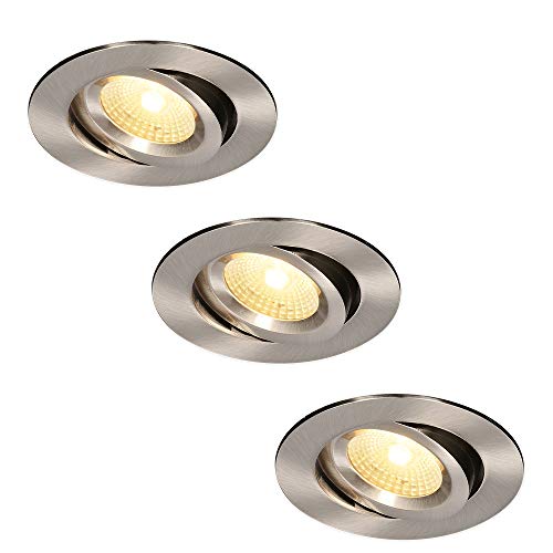 HOFTRONIC - 3er LED Einbaustrahler 230V Edelstahl IP44 Wasserdicht Dimmbar Schwenkbar 2700K Extra Warmweiß 3x8W 3x650 Lumen Bad Einbauleuchte Einbauspot für innenbereich und Außenbereich von HOFTRONIC