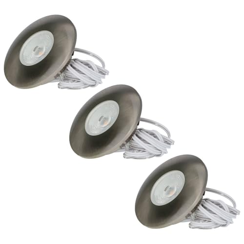 HOFTRONIC - 3er LED Einbaustrahler 230V Pavo Dimmbar Edelstahl 2700K Warmweiß Einbaustrahler Flach (Einbautiefe 12mm) LED Deckenleuchte IP44 für Badezimmer, Küche - Mini Möbeleinbauleuchten von HOFTRONIC