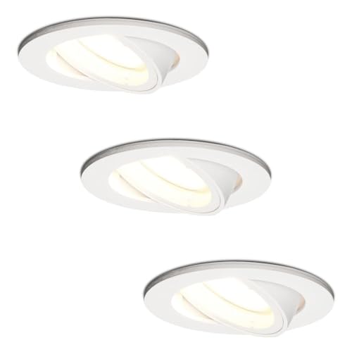 HOFTRONIC - 3er LED Einbaustrahler 230V Schwenkbar Dimmbar Weiß Neutralweiß Lichtfarbe Deckeneinbauleuchte GU10 3x400Lm Einbauspots IP20 für innenbereich - Deckeneinbaustrahler, Wohnzimmer und Büro von HOFTRONIC