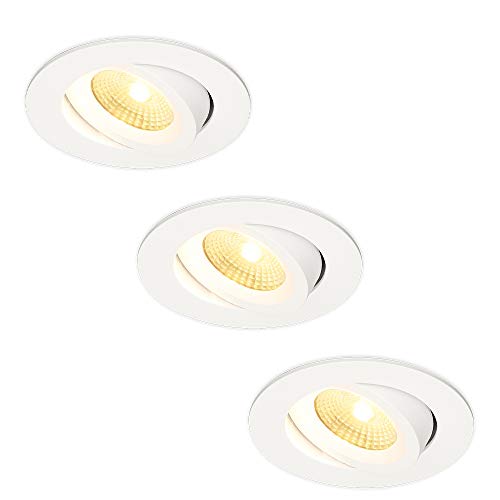 HOFTRONIC - 3er LED Einbaustrahler 230V Weiß IP44 Wasserdicht Dimmbar Schwenkbar 2700K Extra Warmweiß 3x8W 3x650 Lumen Bad Einbauleuchte Einbauspot für innenbereich und Außenbereich von HOFTRONIC