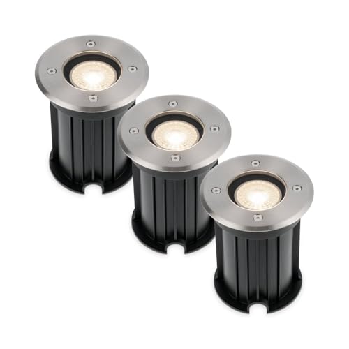HOFTRONIC - 3er Maisy Terrassen Einbaustrahler GU10 Edelstahl Rund 5 Watt 400 Lumen Boden Licht 4000K Neutralweiß LED Einbauleuchte IP67 Wasserdicht - Dimmbarer Bodeneinbauleuchte außen HOFTRONIC - 3er Maisy Terrassen Einbaustrahler GU10 Edelstahl Rund 5 Watt 400 Lumen Boden Licht 4000K Neutralweiß LED Einbauleuchte IP67 Wasserdicht - Dimmbarer Bodeneinbauleuchte außen von HOFTRONIC