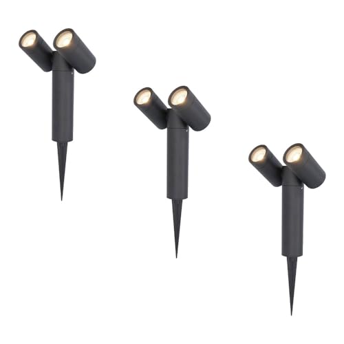 HOFTRONIC - 3er Pinero Doppel LED Gartenstrahler mit Erdspieß - GU10 317° Schwenkbar Dimmbar - 4000K Neutralweiß Erdspießstrahler - Bodenstrahler für Bäume, Sträucher, Teich und Pflanzen HOFTRONIC - 3er Pinero Doppel LED Gartenstrahler mit Erdspieß - GU10 317° Schwenkbar Dimmbar - 4000K Neutralweiß Erdspießstrahler - Bodenstrahler für Bäume, Sträucher, Teich und Pflanzen von HOFTRONIC