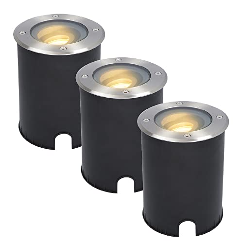 HOFTRONIC 3er Set LED Bodeneinbaustrahler Außen befahrbar und IP67 wasserdicht - 30° kippbar und 360° schwenkbar - Bodenlampen für Einfahrt warmweiß 2700K von HOFTRONIC