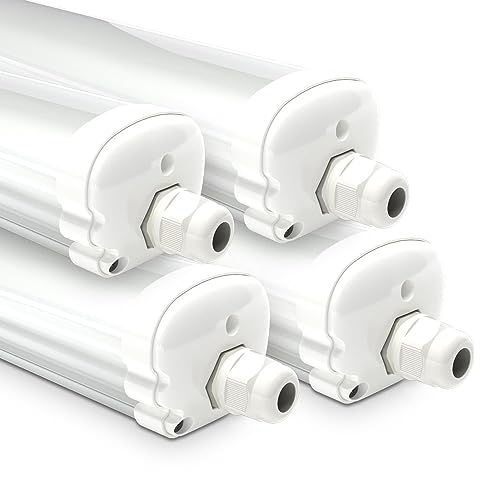 HOFTRONIC - 4er Pack LED Feuchtraumleuchte 120cm IP65-36W 4320 Lumen - 6500K Kaltweiß - Verknüpfbar - Kellerleuchte, Nassraumleuchte - Feuchtraum Wannenleuchte von HOFTRONIC