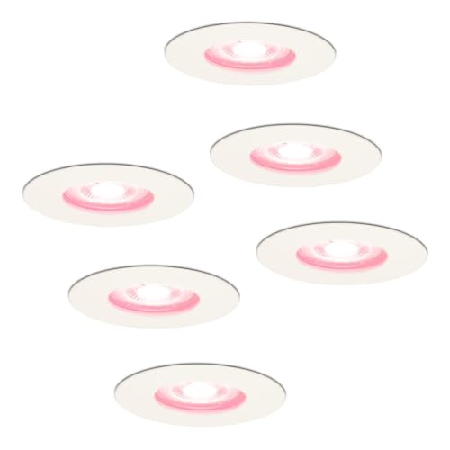 HOFTRONIC - 6er Bari Smart Home LED Einbaustrahler GU10 Weiß - RGBWW - WLAN + Bluetooth - IP65 Wasserdicht - LED Einbaustrahler für Badezimmer & Außen - Alexa, Google Home & Siri von HOFTRONIC