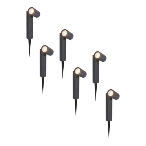 HOFTRONIC - 6er Pinero LED Gartenstrahler mit Erdspieß - GU10 317° Schwenkbar Dimmbar - 4000K Neutralweiß Erdspießstrahler - Bodenstrahler für Bäume, Sträucher, Teich und Pflanzen von HOFTRONIC