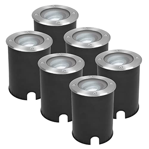 HOFTRONIC 6er Set LED Bodeneinbaustrahler Außen befahrbar und IP67 wasserdicht - 30° kippbar und 360° schwenkbar - Bodenlampen für Einfahrt Tageslichtweiß 6000K von HOFTRONIC