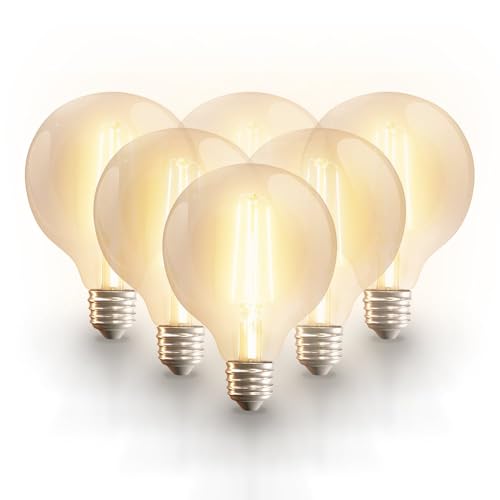 HOFTRONIC - 6er Smart Filament LED Lampe E27 Globe - G95 - WiFi & Bluetooth (seamless connect) Glühbirne - 7W 806lm - 1800(warmweiß)-6500K(Kaltweiß) - kompatibel mit Alexa & Google von HOFTRONIC