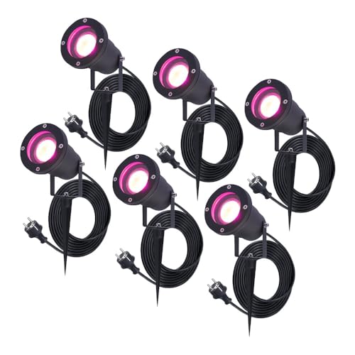 HOFTRONIC 6er Sydney - RGBWW LED Strahler mit Erdspieß - 1,5M kabel mit Stecker - WiFi+Bluetooth - 16,5 Millionen Farben - Steuerbar über Ihr Smartphone oder Alexa & Google Home HOFTRONIC 6er Sydney - RGBWW LED Strahler mit Erdspieß - 1,5M kabel mit Stecker - WiFi+Bluetooth - 16,5 Millionen Farben - Steuerbar über Ihr Smartphone oder Alexa & Google Home von HOFTRONIC