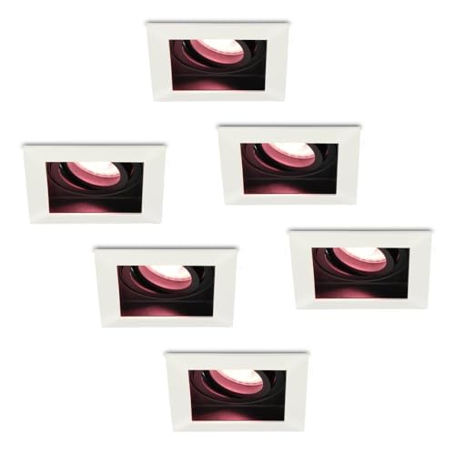 HOFTRONIC - 6x Durham smart LED Einbaustrahlern - WiFi & Bluetooth - Dimmbar über App - Kippbar - Quadratisch - RGBWW - 5.5W - GU10 - Weiß - IP20 für Innenräume HOFTRONIC - 6x Durham smart LED Einbaustrahlern - WiFi & Bluetooth - Dimmbar über App - Kippbar - Quadratisch - RGBWW - 5.5W - GU10 - Weiß - IP20 für Innenräume von HOFTRONIC