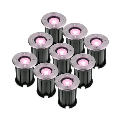 HOFTRONIC - 9er Maisy - Smart Home LED Bodeneinbaustrahler außen GU10 - IP67 Wasserdicht - Edelstahl - WiFi + Bluetooth - Farbig RGBWW - Einbaustrahler außen Edelstahl HOFTRONIC - 9er Maisy - Smart Home LED Bodeneinbaustrahler außen GU10 - IP67 Wasserdicht - Edelstahl - WiFi + Bluetooth - Farbig RGBWW - Einbaustrahler außen Edelstahl von HOFTRONIC