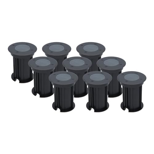 HOFTRONIC - 9er Set Maisy LED Bodeneinbaustrahler Außen Schwarz - IP67 Wasserdicht - GU10 (wechselbar) 230V - Befahrbar & Kratzfest - Bodenstrahler für Bäume, Terrasse, Decking & Pflastersteine von HOFTRONIC