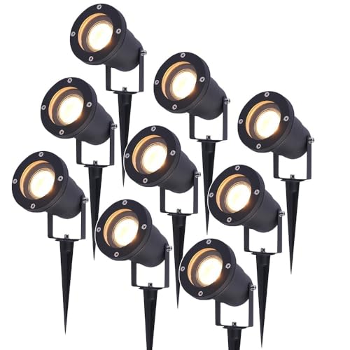 HOFTRONIC - 9er Syndey XL LED Gartenstrahler mit Erdspieß für außen - GU10 2700K Warmweiß - 5 Watt 400 lumen Dimmbar - Schwarz aluminium | Profi Led Strahler für Außen Garten Rasen Baum Wiese HOFTRONIC - 9er Syndey XL LED Gartenstrahler mit Erdspieß für außen - GU10 2700K Warmweiß - 5 Watt 400 lumen Dimmbar - Schwarz aluminium | Profi Led Strahler für Außen Garten Rasen Baum Wiese von HOFTRONIC