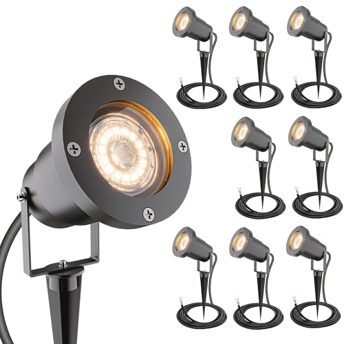 HOFTRONIC - 9er Syndey XL LED Gartenstrahler mit Erdspieß für außen - GU10 - Schwarz aluminium | Profi Led Strahler für Außen Garten Rasen Baum Wiese - Gartenleuchte von HOFTRONIC