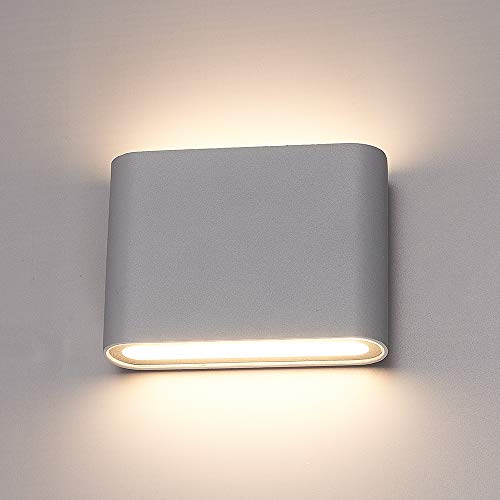 HOFTRONIC - Dimmbare LED Wandleuchte Außen Innen Dallas S Grau 6W 3000K Warmweiß Up Down Spotlight IP54 Wasserdicht Aluminium Aussenleuchte Aussenlampe Leuchte für Bad, Garten, Wohnzimmer Wandlampen von HOFTRONIC