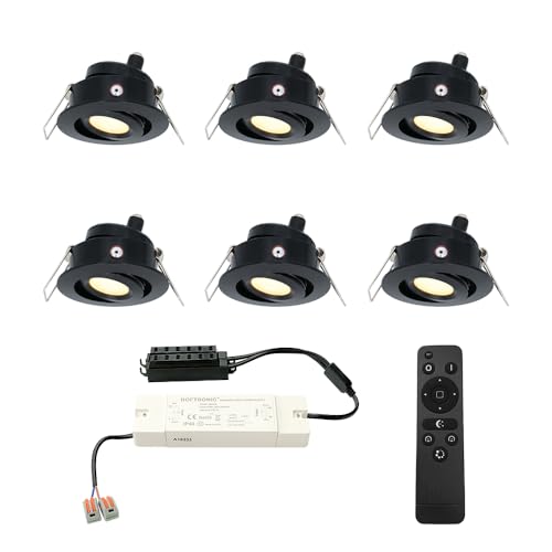 HOFTRONIC - Einbaustrahler Schwarz Feuchtraum Badezimmer 12V Terrassenüberdachung IP44 Wasserdicht | 6x3W 200 Lumen 2700K Warmweiß Dimmbar Schwenkbar Flach RF-Fernbedienung 3W Mini LED Einbaustrahler HOFTRONIC - Einbaustrahler Schwarz Feuchtraum Badezimmer 12V Terrassenüberdachung IP44 Wasserdicht | 6x3W 200 Lumen 2700K Warmweiß Dimmbar Schwenkbar Flach RF-Fernbedienung 3W Mini LED Einbaustrahler von HOFTRONIC