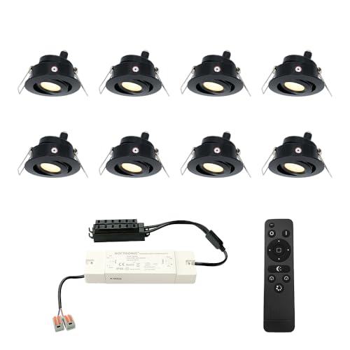 HOFTRONIC - Einbaustrahler Schwarz Feuchtraum Badezimmer 12V Terrassenüberdachung IP44 Wasserdicht | 8x3W 200 Lumen 2700K Warmweiß Dimmbar Schwenkbar Flach RF-Fernbedienung 3W Mini LED Einbaustrahler HOFTRONIC - Einbaustrahler Schwarz Feuchtraum Badezimmer 12V Terrassenüberdachung IP44 Wasserdicht | 8x3W 200 Lumen 2700K Warmweiß Dimmbar Schwenkbar Flach RF-Fernbedienung 3W Mini LED Einbaustrahler von HOFTRONIC