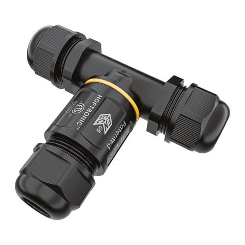 HOFTRONIC - Kabelverbinder Wasserdicht IP68 T-Stück - 230V Kabelstecker außen - Erdkabel verbinder - 2 polig und 3 polig Kabelmuffe Erdkabel - 2,5mm2 - Kabel Schnellverbinder von HOFTRONIC