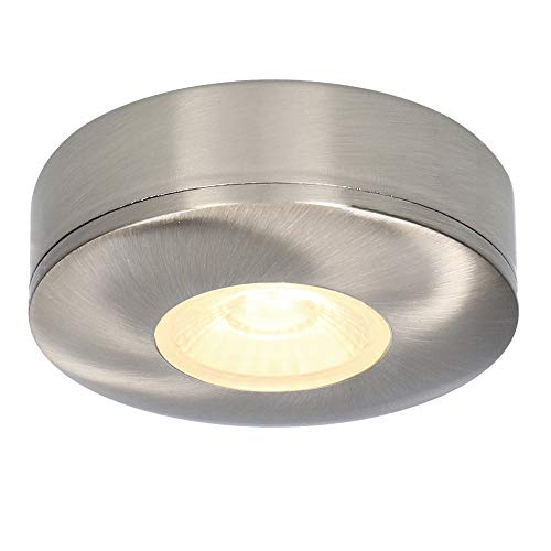 HOFTRONIC - LED Aufbauspot 230V Edelstahl 3W 260 Lumen Ultra Flach (23mm Einbautiefe) IP44 Wasserdicht 2700K Extra Warmweiß Aluminium Deckenaufbauleuchte CE, EMC, RoHS für Innen und Außen von HOFTRONIC