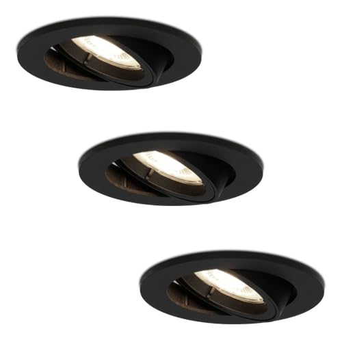 HOFTRONIC - LED Einbaustrahler 230V GU10 Dimmbar Schwarz Neutralweiß Lichtfarbe 3er set Deckeneinbauleuchte 3x400 Lumen Einbauspots IP20 für innenbereich - Deckeneinbaustrahler, Wohnzimmer und Büro von HOFTRONIC